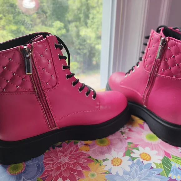 Sonoma Goods For Life Pink Fucsia Lace-Up Ankle Big Girl Boots - Picture 5 of 7